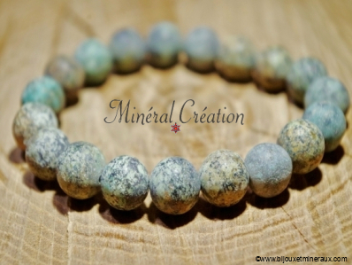 Bracelet Turquoise Givre d'Afrique perle 10 mm